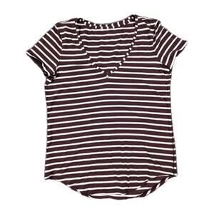 Lululemon V Neck Shirt Womens 8 Maroon Pima Cotton Yachtie Striped Lightweight